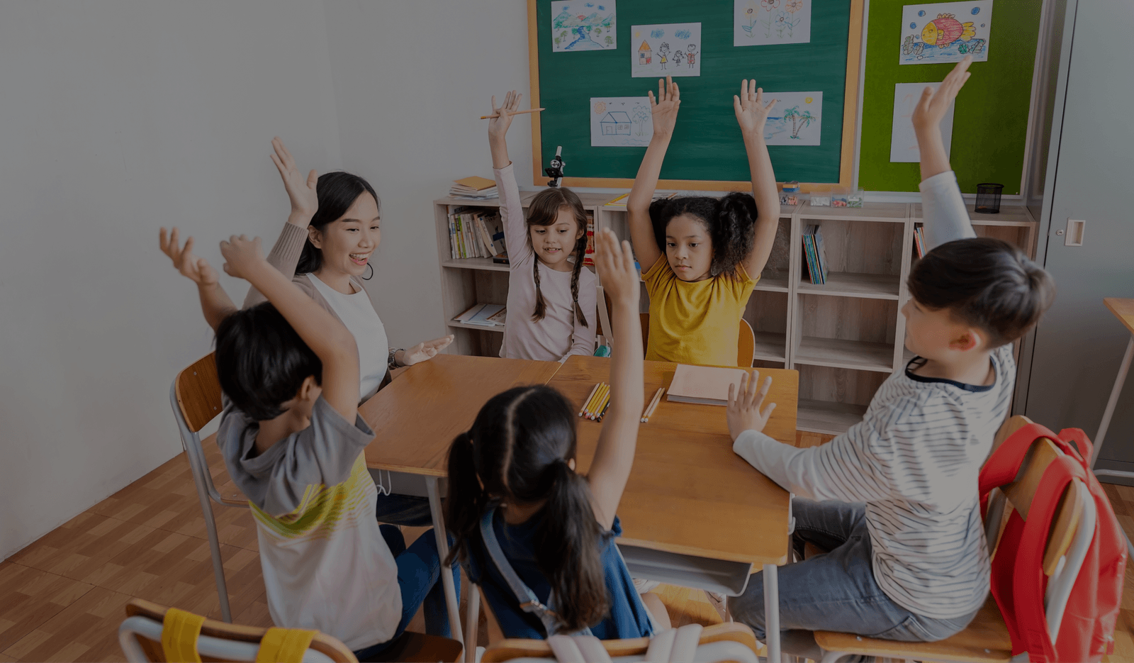 Children participating in a classroom activity