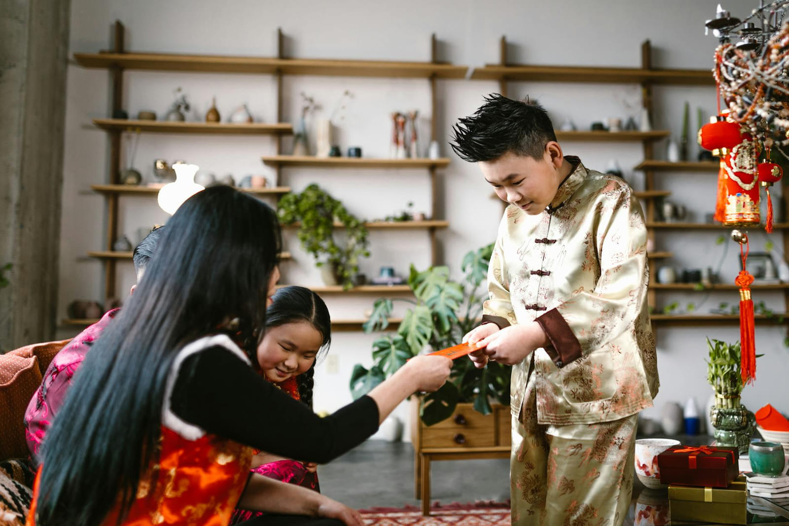 Family celebrating Chinese New Year together